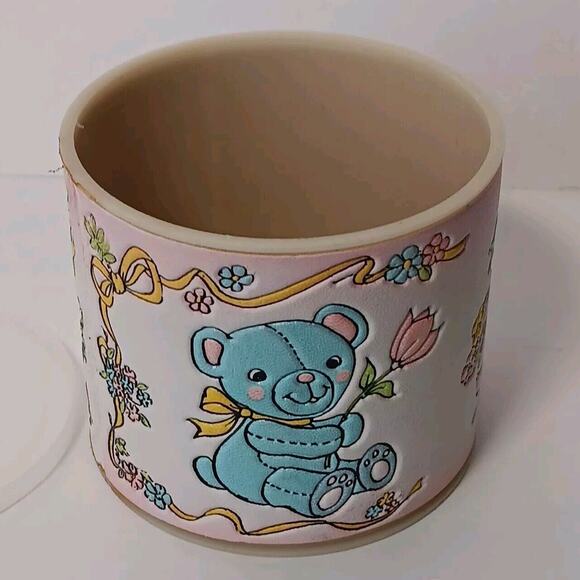 Vintage Faux Leather Storage Can Baby Room Decor Container Teddy Blocks Lid - Picture 6 of 10